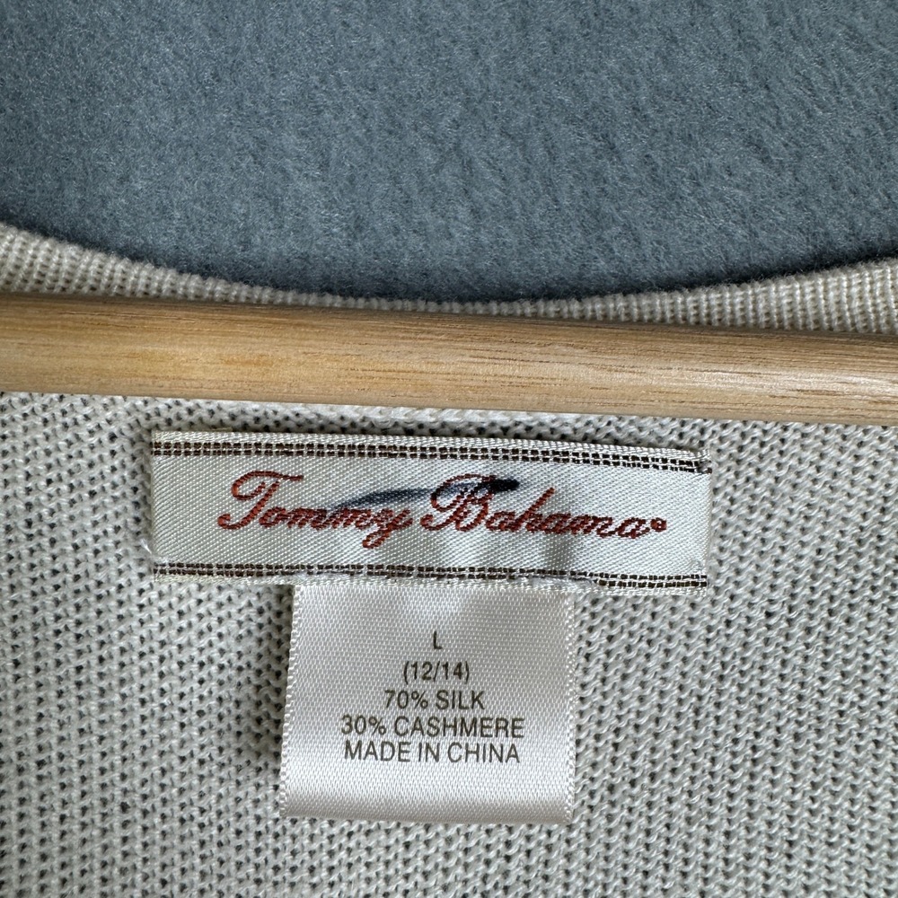 Tommy Bahama Women's Silk Cashmere Blend Pineapple print Sweater Cream Size L - Picture 4 of 6